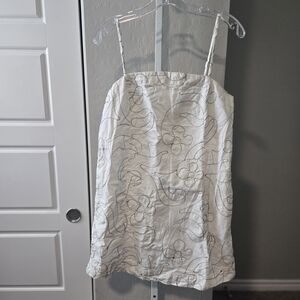 Madewell White Dress with Black Floral Design